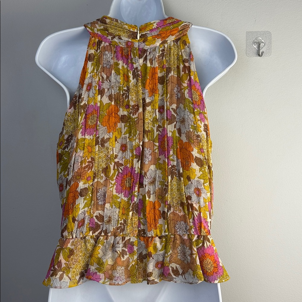 Veronica Beard Kailani Floral Silk Peplum Blouse in Stone Multi Size 10 Feminine - Picture 11 of 16
